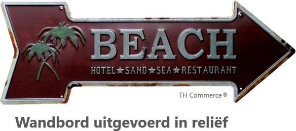 BEACH Hotel - Sand Sea Pijl - Strand - strandtent - horeca METALEN WANDBORD MANCAVE MUURPLAAT VINTAGE RETRO WANDDECORATIE TEKST DECORATIEBORD RECLAME NOSTALGIE ART 9529