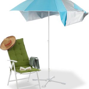 Relaxdays strandtent parasol - 2 in 1 strandparasol - zonnebescherming - windbescherming