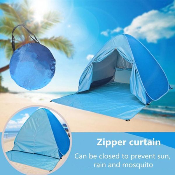 TDR-Strandtent- pop-up strandtent-draagbare tent-Anti-UV 50+ - blauw met draagtas