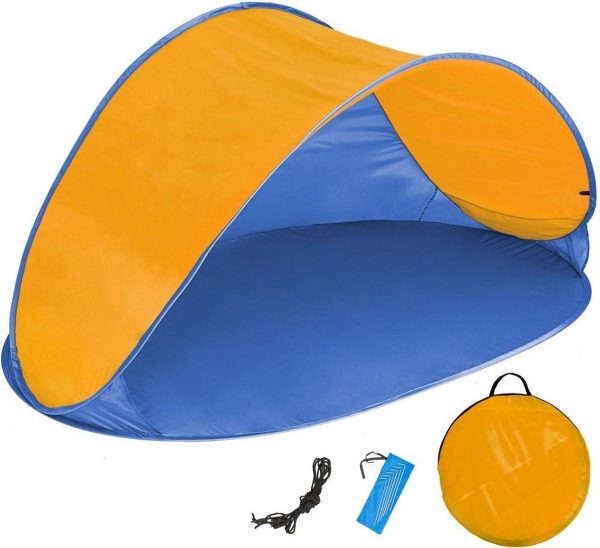 Pop up strandtent beach shelter blauw-oranje 401681