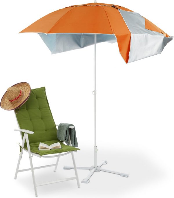 Relaxdays parasol strandtent - in draagtas - uv 50 - strandparasol met zijwanden - camping