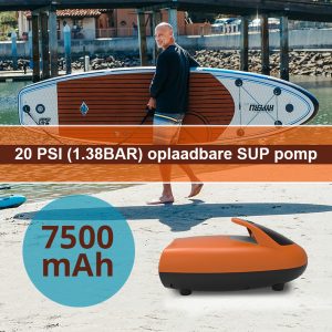Aquaboard Supboard pomp- suppomp met accu compressor luchtpomp 7500 mAh Oranje