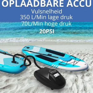 Aquaboard Supboard pomp- suppomp met accu compressor luchtpomp 7500 mAh Zwart