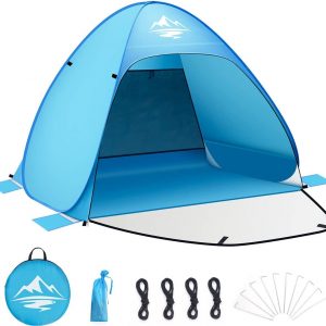 Strandtent - pop up tent - instant strandtent makkelijk - perfect voor op het strand 3-4 personen blauw