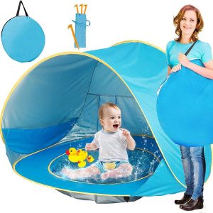 Needventure Baby Strandtent - Pop-up Tent - Windscherm Strand - Camping Strandtentje - Blauw
