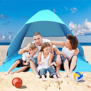 Strandtent pop-up, Xndryan draagbare strandtent, zonwering voor 2-3 personen, UV-bescherming strandtent voor familie, strand, camping, tuin