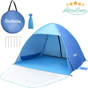 Strandtent- pop-up strandtent-draagbare tent-Anti-UV 50+ - blauw met draagtas - strandtent uv bescherming