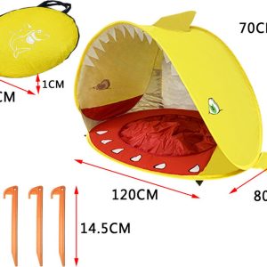 RAMBUX® - Strandtent - Zwembad - Haai Geel - Pop Up Tent - UV en Wind Werend - Zwembad Baby - Windscherm Speeltent