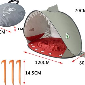 RAMBUX® - Strandtent - Zwembad - Haai Grijs - Pop Up Tent - UV en Wind Werend - Zwembad Baby - Windscherm Speeltent