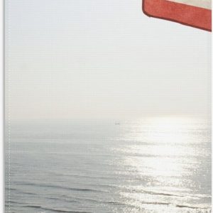 Vlag - Strand - Zee - Zand - Parasol - Mensen - Strandtent - Zon - 20x60 cm Foto op Polyester Vlag