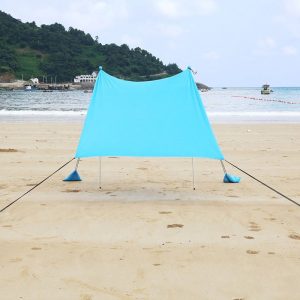 Strandtent Pop Up met Zandanker - Draagbaar Zonnescherm - UV Bescherming - Blauw