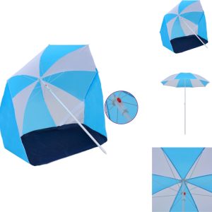 vidaXL Strandtent - Blauw en wit - 150 x 115/191 cm - Waterbestendig - Gemakkelijk op te zetten - Tent